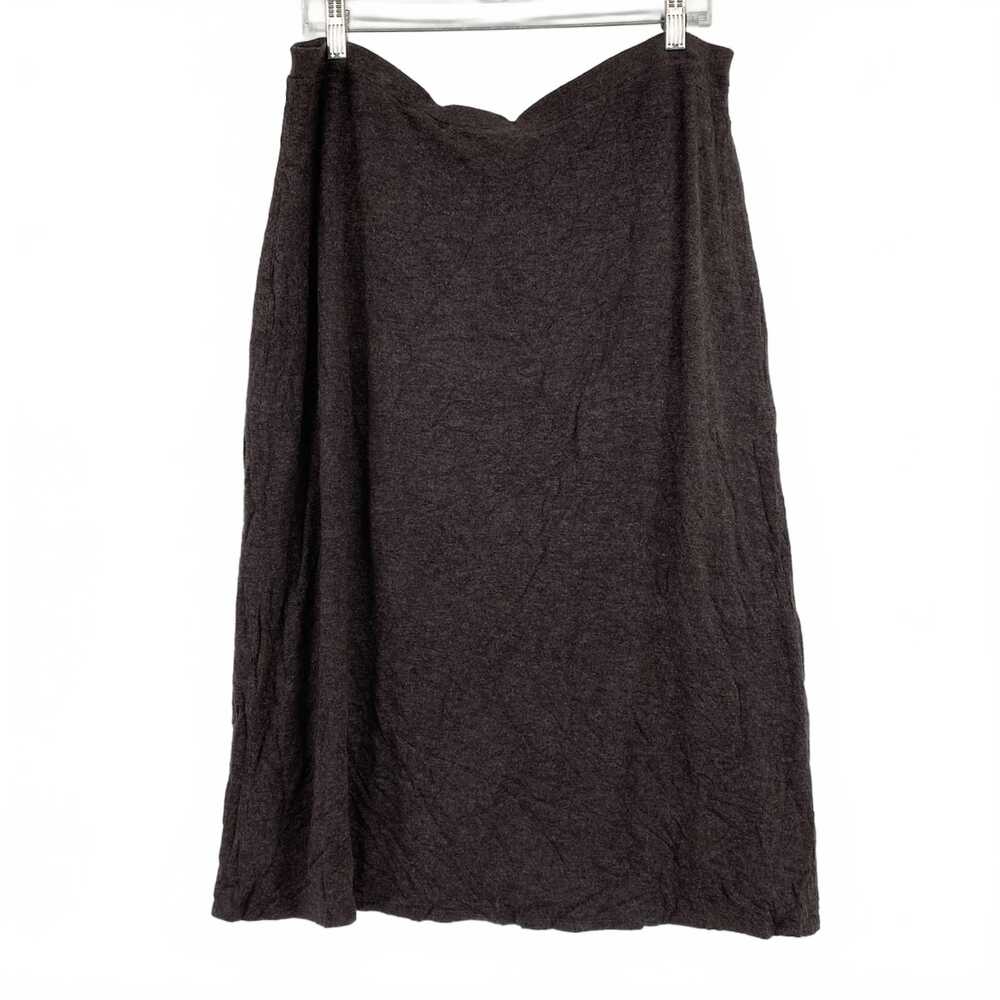 Eileen Fisher Brown Stretchy Midi Skirt Petite LP